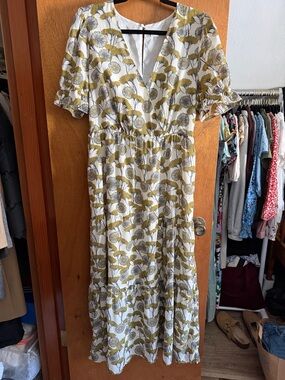 All in Favor Olive and White Floral Maxi Dress